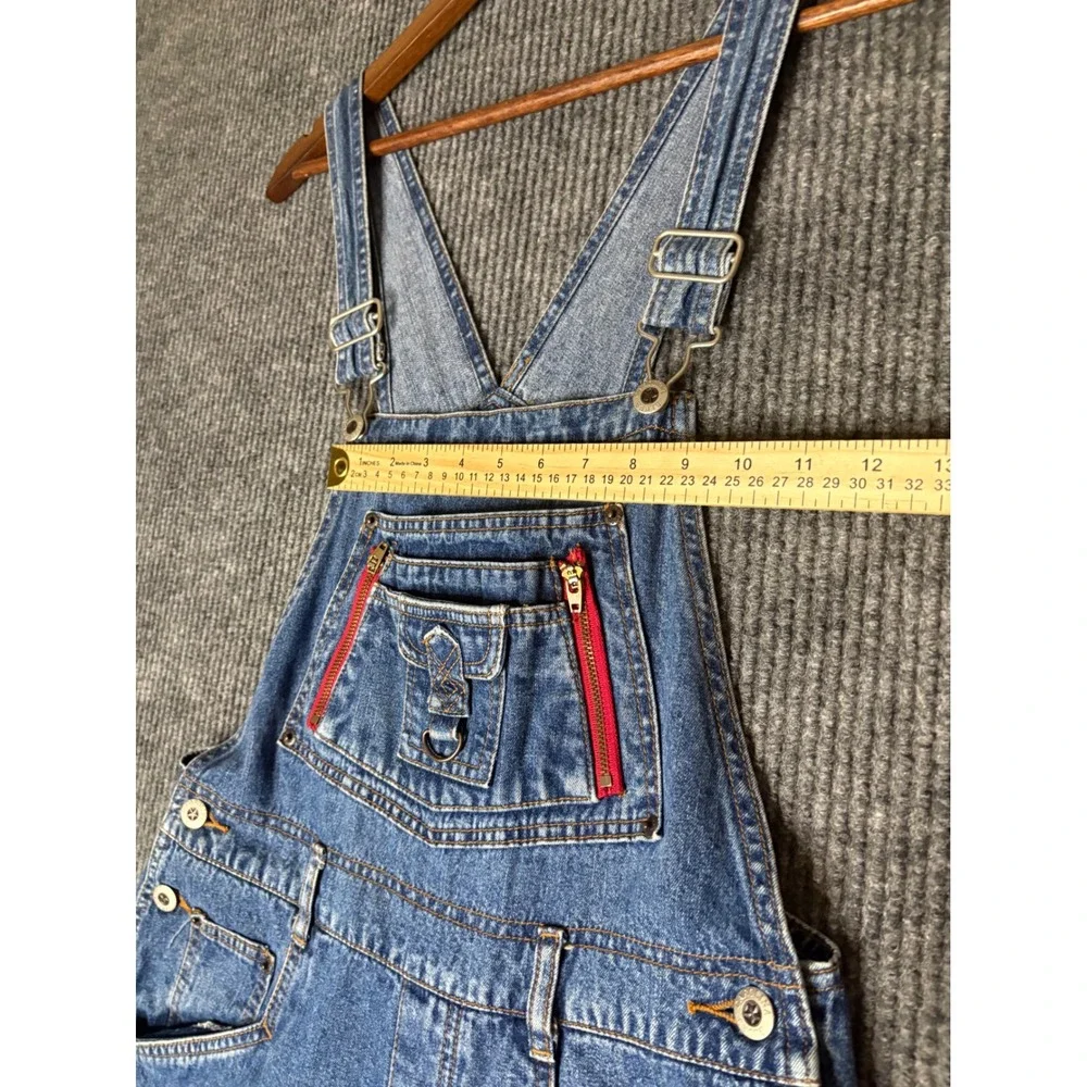 Carolina Blues Vintage Denim Overalls Medium Wash Red Zipper Bib Mens Medium